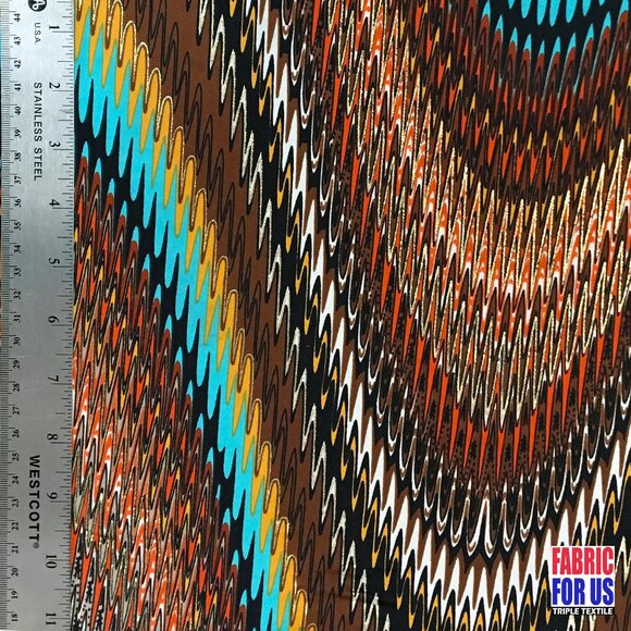 Waves Tidal with Gold Color Lining Stretch Fabric 58" Wide - Picture 5 of 5
